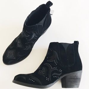 Fergie Suede Leather embroidered booties